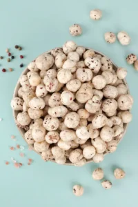 bowl-makhana-fox-nut-lotus-seeds-rich-protein-salt-pepper-blue-background-top-view-close-up-indian-food-high-376806527